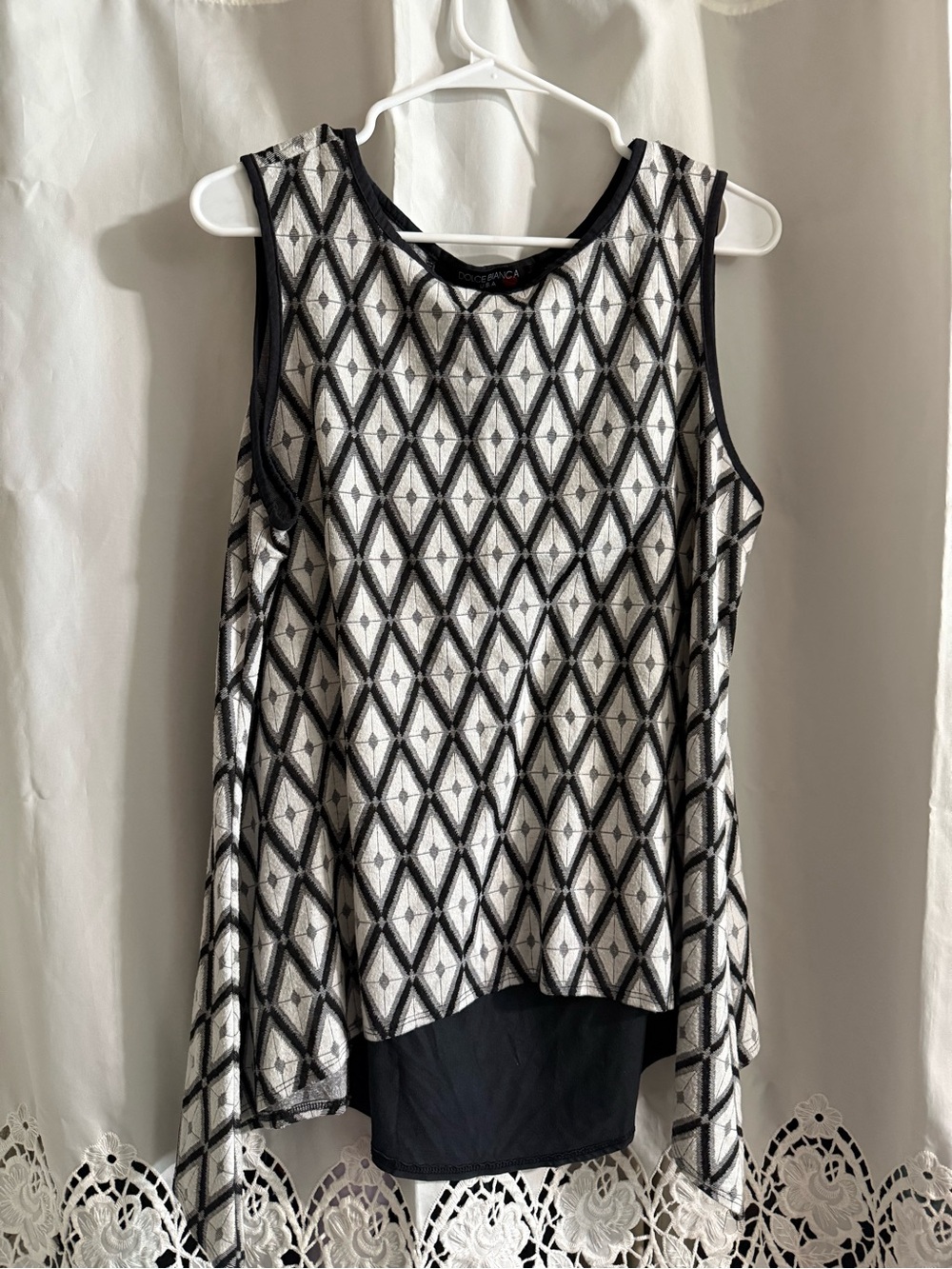 Black and White Geometric Swing Tank Top by